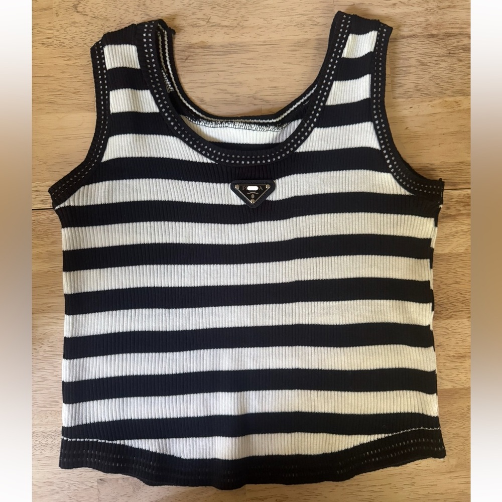 Black and White Striped Women's Top